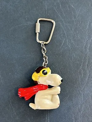 Peanuts Vintage Pvc Snoopy Flying Ace Keychain Key Ring • $12.99