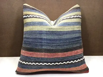 Decorative Oushak Vintage Throw Kilim Pillow Cover 20x20 Handmade Cushion Cover • $24.78