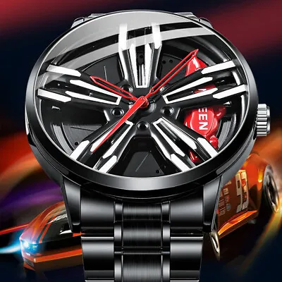 $18.99 • Buy Business Sports Men's Stainless Steel Watch Hollow Wheel Hub Quartz WatchWrist