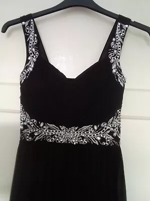 QUIZ Beaded Ball Gown/Prom/Cruise/Occasion Dress Black Size 8 BNWT • £15.95
