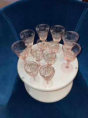 Pink Depression Glass Stemware Vintage • $31
