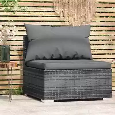 Garden Middle Sofa With Cushions Grey Poly Rattan BrandNew 1397 • $263.13