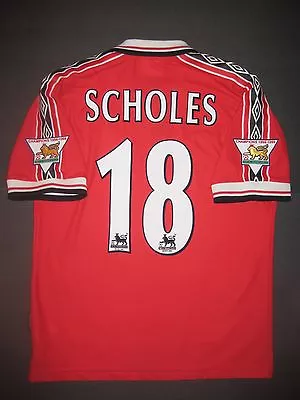 1998-1999 Umbro Manchester United Paul Scholes Home Jersey Shirt Kit England • $379.99