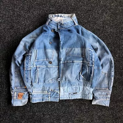 Rare Custom Denim Bomber Jacket Avant Garde Patchwork Archive Mens L Size Opium • $120