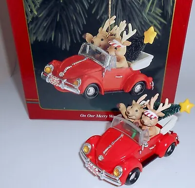 Carlton Cards Heirloom Ornament ON OUR MERRY WAY Volkswagen Beetle Reindeer  H65 • $42