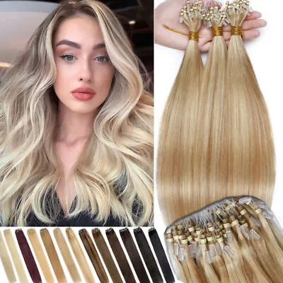 Loop Micro Ring Beads Human Hair Extensions Micro Link Remy Indian Straight Hair • $32