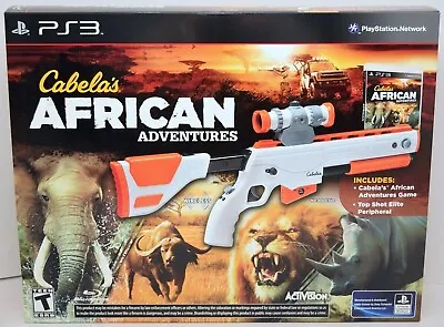 NEW PS3 Cabela's African Adventures Game W/Top Shot Elite Rifle Gun Bundle Set • $56.95