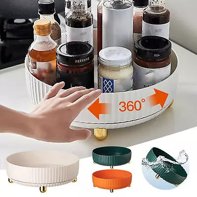 360° Rotating Round Spice Storage Rack Tray Turntable Kitchen Holders Organizer • $21.77