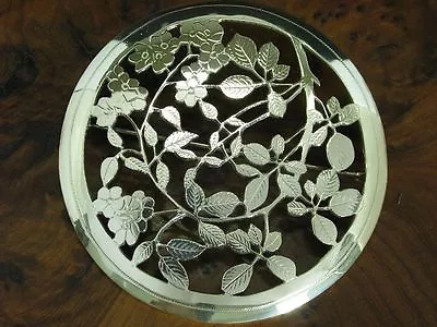 900 Silver Brooch/Floral Pattern/Real Silver /147g / Ø 60 CM • $119.89