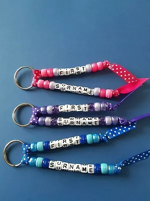 Personalised Handmade Bead Keyrings Buy 2 Get 1 Free/bag Tag Name School  • £2.05