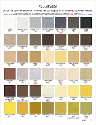 #1 Wool Felt® - 42 Colors - Wool/Rayon Felt - WoolFelt® From National Nonwovens  • $3