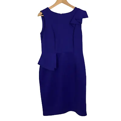 £14.39 • Buy Dororthy Perkins Womens Size 14 Eur 42 Blue Lightweight Sleeveless Ruffle  Dress