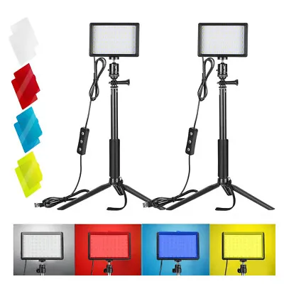 2pcs LED Video Camera Filter Light Panel Pro Tripod Stand Colour Filters USB • $69.99