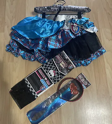 Monster High Frankie Stain Tutu Skirt Costume + Hair Play + Leg Warmer  Sz. +6 • $34.99