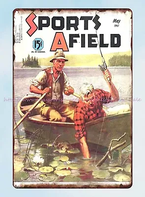 Sports Afield 1941 Hinton Artist Cover Fishing Hunting Sporting Tin Sign Lodge • $15.90