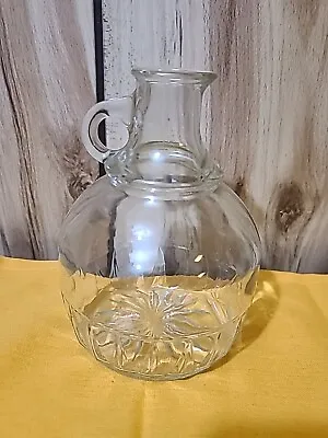 ✅Vintage Vinegar Cruet Jar Has Pour Spout Finger Hook Handle  Short Stout • $8.49