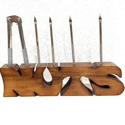 Vintage Wooden Nuts Nut Cracker Pick Holder Retro Barware Decor MCM Man Cave • $22