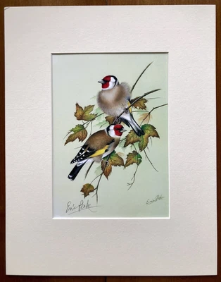 £25 • Buy ‘Goldfinches’, Eric Peake MBE, Artist Signed Print 14”x11” Overall Mount