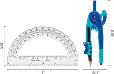 Protractor Compass Set School Math Geometry Drawing Art - Assorted Colours • £7.28