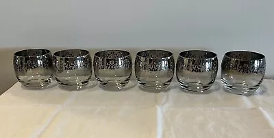 Set Of 6 Vintage Silver Fade Roly Poly Glasses Vitreon Queens Lusterware MCM • $21.50