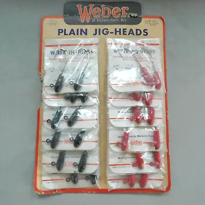 Vtg. 1962 Weber Plain Jig Heads Store Display  Stevens Point Wis. 12 Pieces Nos • $45