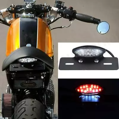 Black Motorcycle LED Brake Running Tail Lights For Bobber Chopper Cafe Racer Au • $22.88