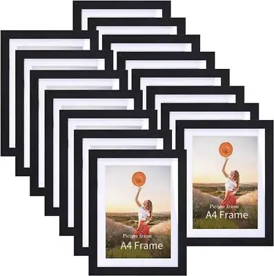 A4 Photo Frames Pack Of 12 Certificate Art Picture Frame Black Modern Frame New • £22.79