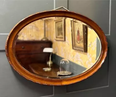 Antique Edwardian Walnut Framed Oval Mirror • £65