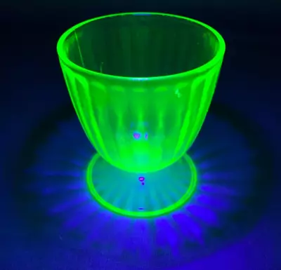 Antique Uranium/Depression Glass/Vaseline Green Glass Cup/Mug Ice Cream [Atomic] • $63.25