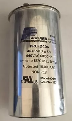 Packard Round Cylinder Capacitor   PRCFD406 40+6MFD +/-5% 440Vac 60/50Hz • $18.94