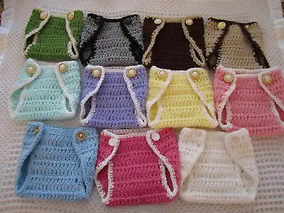 $8.99 • Buy One Crocheted Diaper Cover=choose Three Sizes=Great For Photo Props