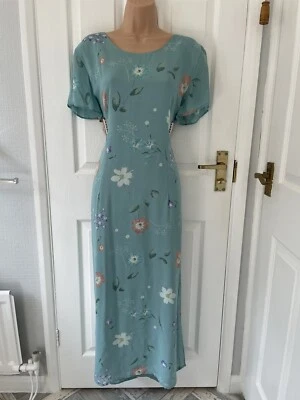 £20.60 • Buy AQUA BLUE FLORAL SUMMER HOLIDAY/PARTY/OCCASION DRESS By LAURA ASHLEY Size 16