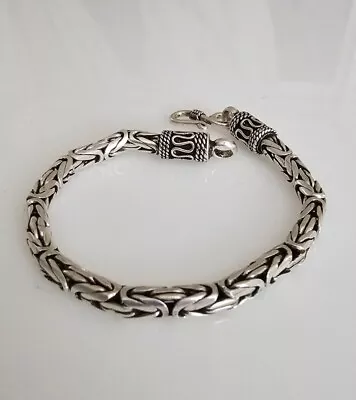 925 Sterling Silver Men/Women 4mm Byzantine Link Bracelet 6.75-7.25   • $45