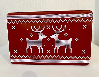 Christmas Storage Rectangular Tin Reindeer Design Biscuit Keep Sake Gift Xmas • £7.50