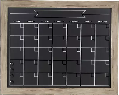 Beatrice Framed Magnetic Chalkboard Monthly Calendar 23X29 Rustic Brown • $85.99