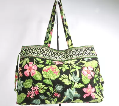 Vera Bradley BOTANICA Green Pink Floral Cotton Tote Retired Pattern Rare • $45