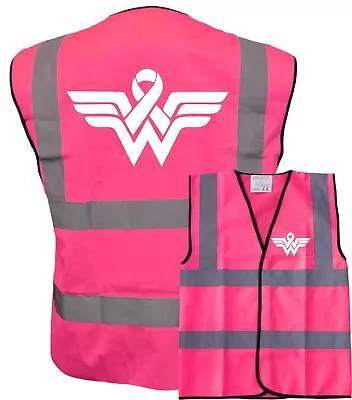 Wonder Woman Cancer Hi Vis Pink Vests Charity Walks Mud Runs Race For Life • £7.99