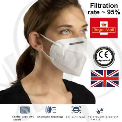 Face Masks White Pollen Dust Protection Non Medical Surgical Mask Uk • £1.99