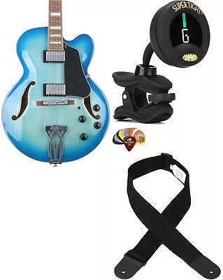 Ibanez AF75JBB + Snark ST-8 + Dunlop PVP101 + Levy's M8POLY-BLK Value Bundl • $483.96