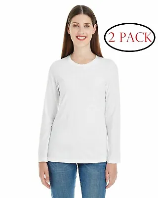 2 Pack Women's Long-Sleeve Tee Classic Jersey T-Shirt American Apparel White XL • $7.99