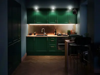 £725.25 • Buy Fitted Kitchen Design Kitchen Furniture Kitchen Cabinets Asti Green 240 Cm #l19694 