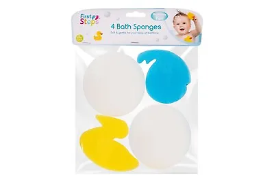 SOFT BABY BATH SPONGE 4 Pieces Pack Soft & Gentle Bath Time Fun UK SELLER • £4.99