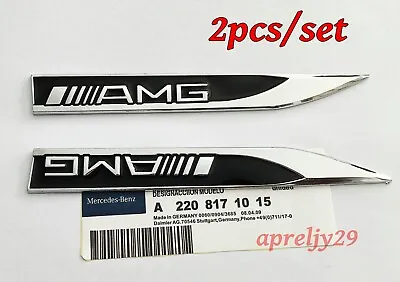 2x AMG Mercedes Benz Emblem Badge Side Sticker Wing Fender Metal A B C E S Class • $19.99