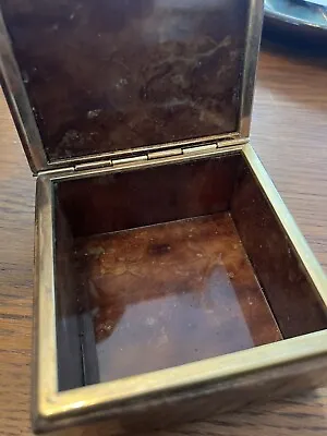 Brown Vintage Italian Alabaster Marble Hinged Top Jewelry / Trinket Box 4.5” • $19.99