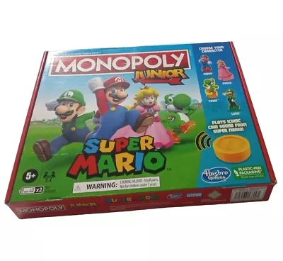 Hasbro Monopoly Junior Super Mario Board Game New Mario Luigi Peach Yoshi • $8