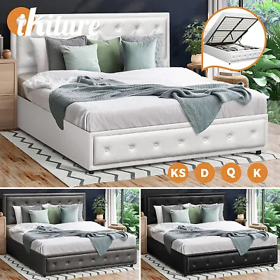 Oikiture Bed Frame Queen Double King Single Size Gas Lift Base With Storage • $269.90
