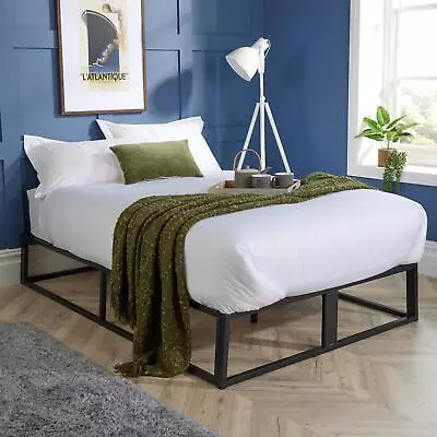 Metal Frame Platform Bed Black With Slatted Support - Single/Small Double/Double • £71.99