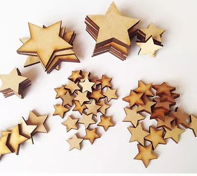 Wooden Stars Laser Cut MDF Blank Embellishments Craft Decorations Shapes • £1.85