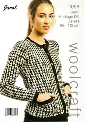 £4.99 • Buy KNITTING PATTERN Craft Booklet For ADULTS Dogtooth Jacket CARDIGAN