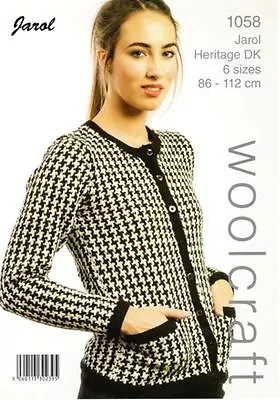 £4.99 • Buy KNITTING PATTERN Craft Booklet For ADULTS Dogtooth Jacket CARDIGAN